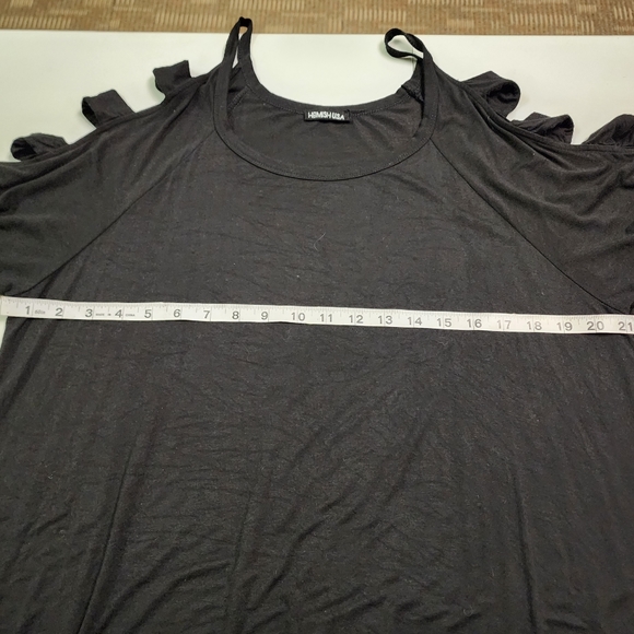 Heimish USA Black Slotted Cold Should Long Tunic Black Top Size Large - Picture 12 of 12